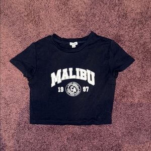 Navy Blue Malibu Graphic Crop Top